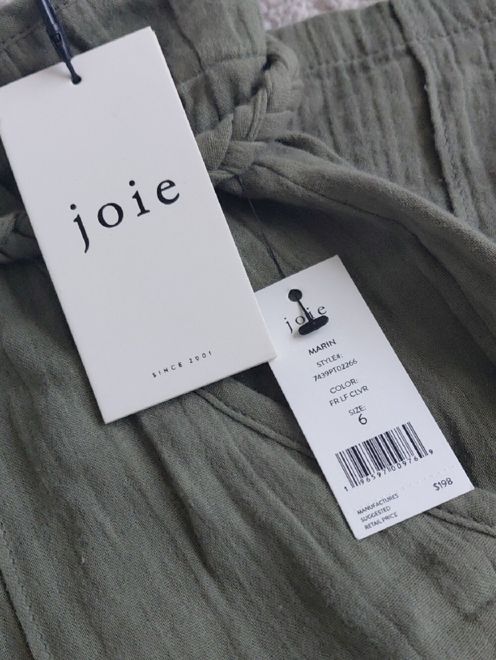 Joie Olive Drawstring Gauze Marin Style Pants - Picture 4 of 4